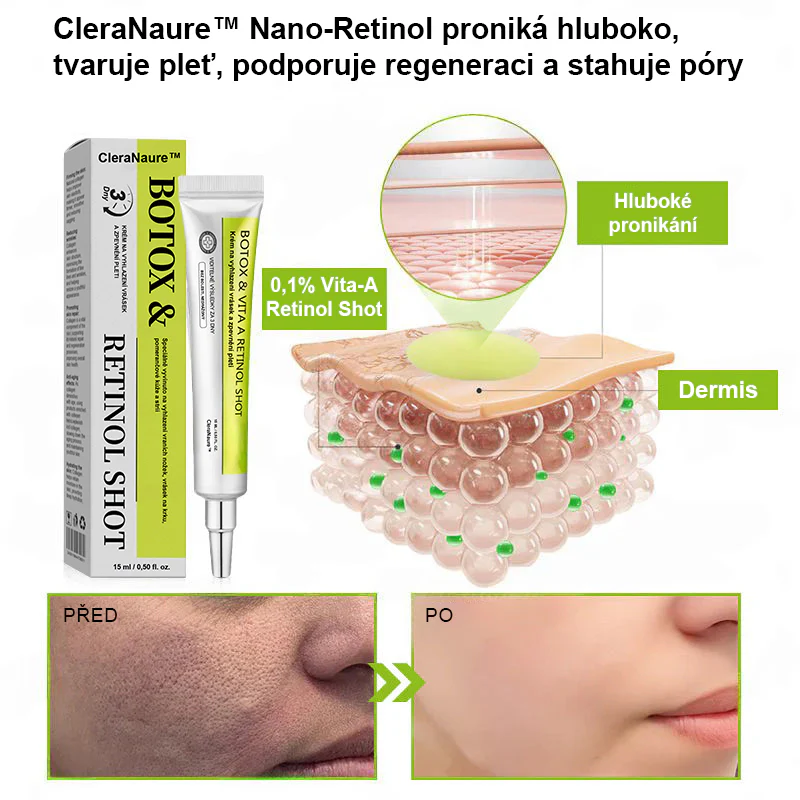 CleraNaure® Retinol Shot – Anti-aging sérum s botox-like peptidy | EU & CZ dermatologicky testováno